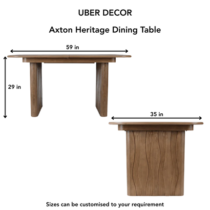 Axton Heritage Dining Table Mid Century Modern Architectural Design Scandinavian Inspired Solid Wood Legs Natural Finish Dining Furniture for Dining Room