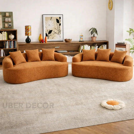 Oslen Japandi Curved Sofa Oversized Wabi Sabi Style Couch for Living Room