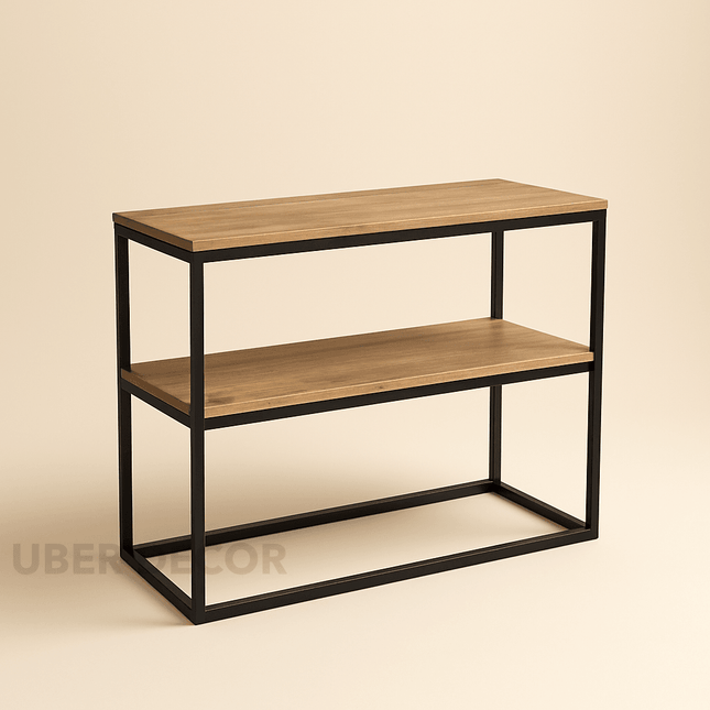 Sierra Urban Edge Console Table – Reclaimed Wood Top on Minimalist Black Metal Frame Mid‑Century Industrial For Hallway & Entryway Accent