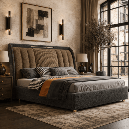 Blue Haven Crest Bed – Art Deco Luxury Bed for Master Bedroom