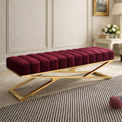 LuxIron Nordic Stool Light Luxury European bench with Soft Cushion for Living Room