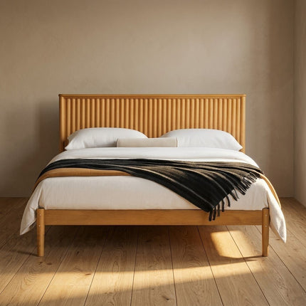 BirchRipple Contemporary Wooden Slat Platform Customisable Bed for Relaxed Interiors