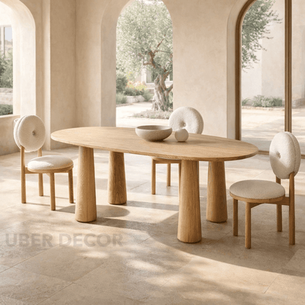 Lynne Haven Oval Dining Table Scandinavian Japandi Design Sculptural Tapered Legs Ideal for Dining Room