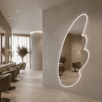 Rosette Designer LED Wall Mirror with Frameless Wall Hanging Front or Back Lit for Vanity Bedroom and Modern Interiors