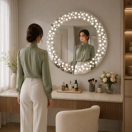 Star Glow Frameless LED Mirror- Front or Backlit Touch Sensor Mirror for Bathroom and Bedroom
