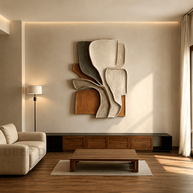 Sculpted Leaf Rhythm Japandi 3D Wall Art - product image 1