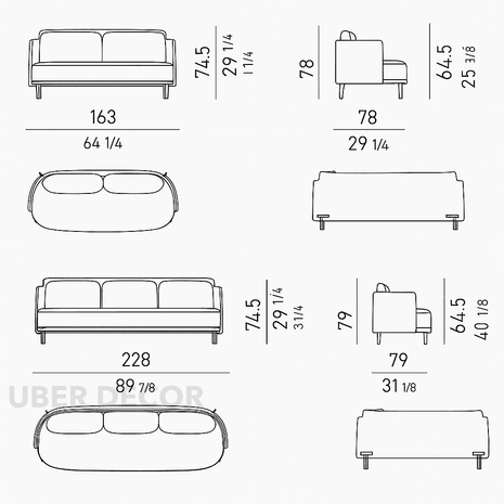 Parisian Dream Couch- Contemporary & French Country Style - Luxury Sofa Set - Uber Decor