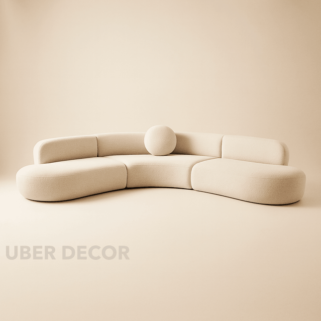 Canterbury Curved Sectional Sofa Couch Japandi Wabi Sabi Style Modern Luxury Furniture for Living Room