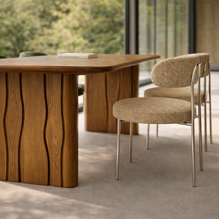 Axton Heritage Dining Table Mid Century Modern Architectural Design Scandinavian Inspired Solid Wood Legs Natural Finish Dining Furniture for Dining Room