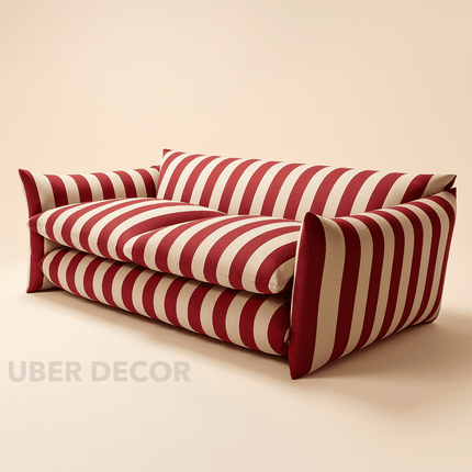 Helsinki Vintage Striped Sofa Modern Retro Accent Couch for Living Room or Lounge
