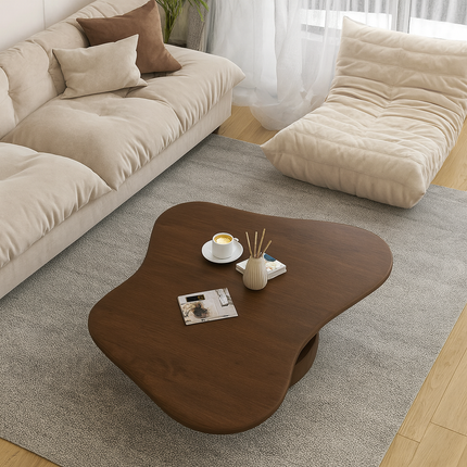 Rio Bianco Italian Light Luxury Cloud Coffee Table with Solid Wood Base Sculptural Centerpiece for Living Rooms and Lounge Interiors