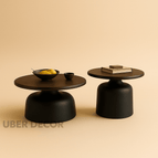 Set of 2 / Dark Walnut brown/Black