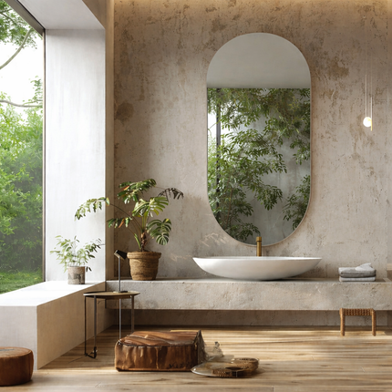 Ovia Frameless HD Mirror – Vertical Pill-Shaped Wall Mirror for Bathroom, Entryway & Vanity