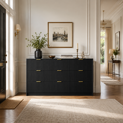 Arden Fluted 9-Drawer Modern Japandi Solid Wood Cabinet with Custom Finish for Bedroom, Living Room & Entryway