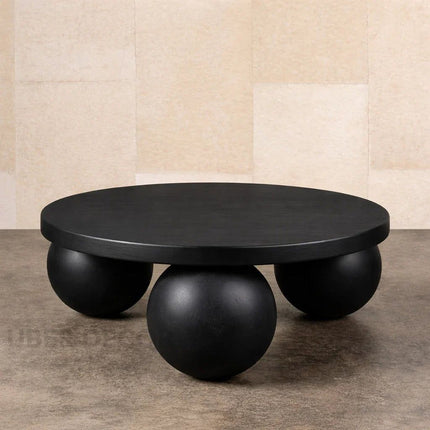 Albany Mid Century Modern Japandi Coffee Table with Organic Freeform Wooden Top and Geometric Base for Living Room