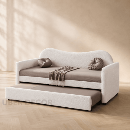 Antalya Wave-Back Convertible Daybed – front view with curved wave backrest for kids and teens rooms India