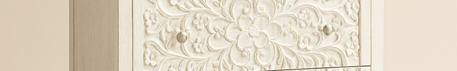 Ivory Bloom 3-Drawer Chest – Hand-Carved Floral Solid Wood Cabinet, French Vintage Whitewash Finish, Customizable – Bedroom, Entryway & Living Room - Uber Decor