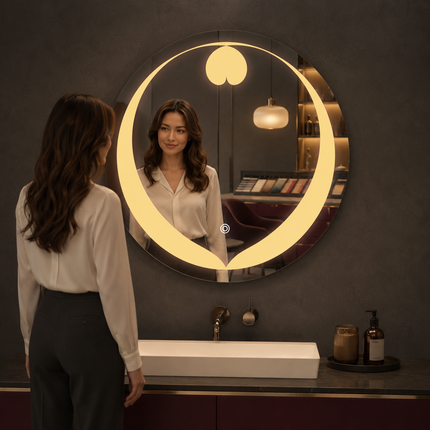Amoura Heart Design led mirror- 3-colour front lit or backlit touch button LED frameless bathroom vanity mirror