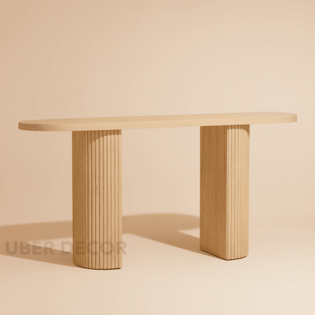 Fionara Mid Century Modern Scandinavian Fluted Base Console Table for Hallway and Living Room Accent Furniture