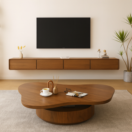 Rio Bianco Italian Light Luxury Cloud Coffee Table with Solid Wood Base Sculptural Centerpiece for Living Rooms and Lounge Interiors