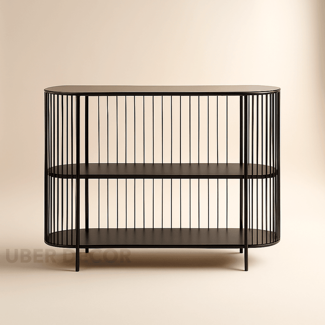 Midnight Ravel Console Table – Sculptural Mid-Century Modern Display Console for Living Room or Hallway