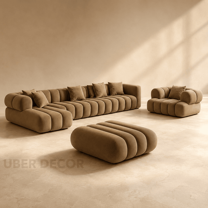 Miami Modular 7-Seater Sectional Sofa Japandi Contemporary Bubble Sofa for Living Room & Lounge