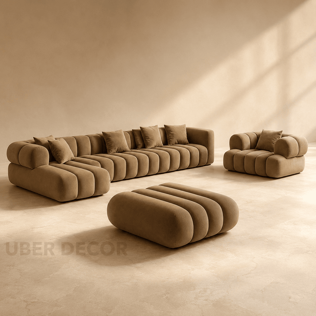 Miami Modular 7-Seater Sectional Sofa Japandi Contemporary Bubble Sofa for Living Room & Lounge