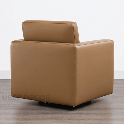 Lirene Accent Chair Tan Brown Leatherette 360 Degree Swivel Chair Modern Living Room - product image 5