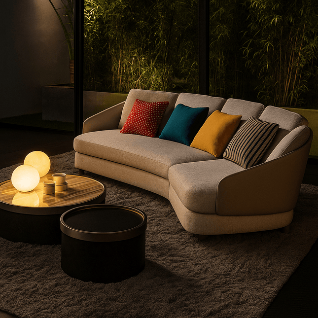 Venetian Luxe - Traditional & Mediterranean Style - Curved Sofa - For Living Room