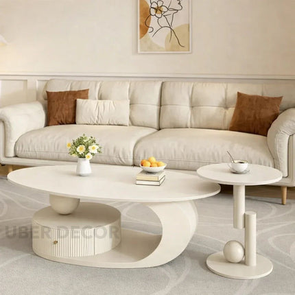 Lena Glide Nordic Coffee Table Versatile Rolling Design for Living Room and Bedroom
