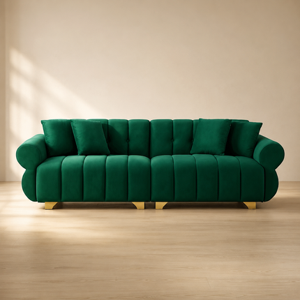 Berlin 89" Sofa- 3 Seater Oversized Minimalist Loveseat Upholstered Cloud Sofa with Gold Legs