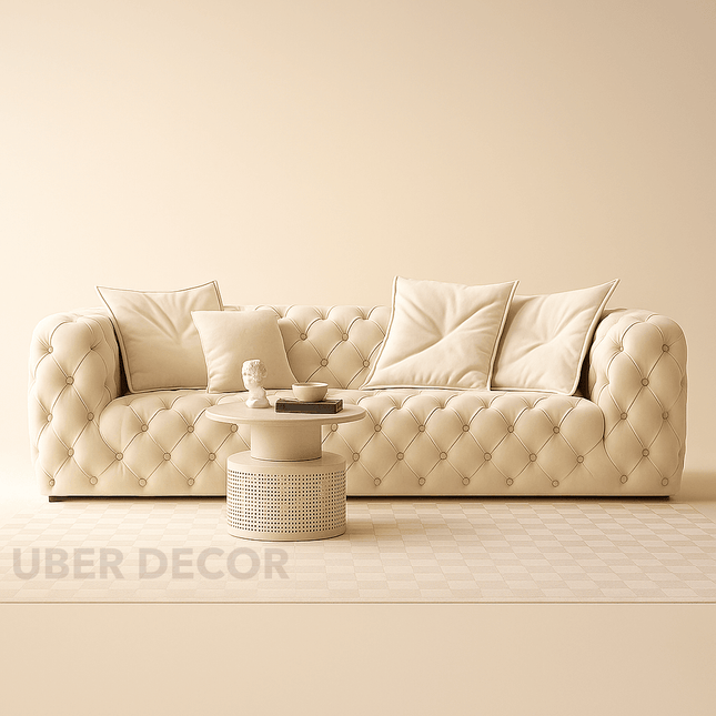 Turku Cream Wind Cloth Luxury Sofa – Modern King-Size Minimalist Lounge Couch for Living Room & Bedroom