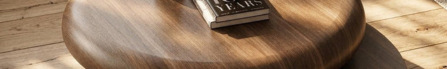 Niari round double layer coffee table in solid wood modern center table for family room seating area and contemporary interiors
