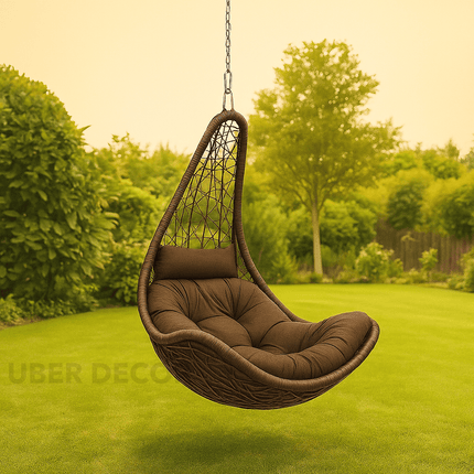 WillowDrop Cocoon Swing Chair – Organic Comfort Design | Boho-Scandinavian Harmony | American Inspired | Garden & Study Room Swing Chair for Patios, Living Rooms, Balconies & Terraces