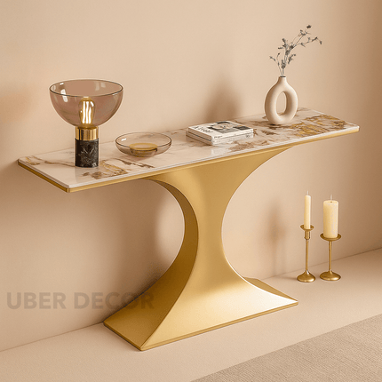Serapha Console Table – Nordic Modern Metal Base Console with Marble Top for Luxury Hallways & Living Spaces