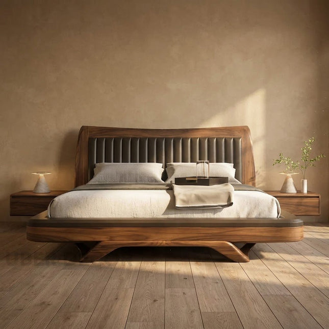 Monarch Line Bed – Floating Platform with Channel Headboard
