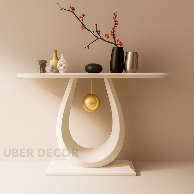 Auralyn Drop Console Table – Mid-Century Nordic Luxury Console with Sculptural Base for Hallways & Living Rooms