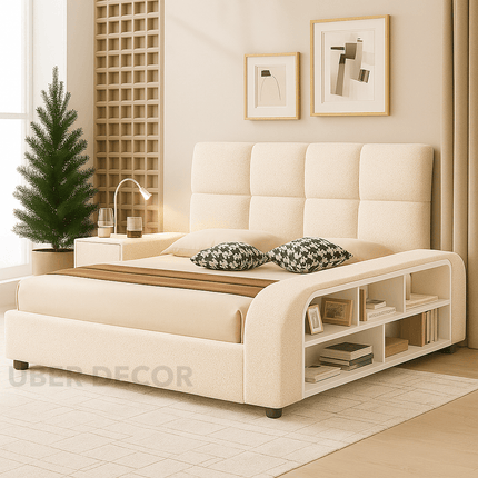 Slumber Edge Contemporary Curved Platform Bed with Storage – Modern Bedroom Essential