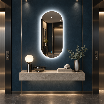 Liva Frameless LED Mirror with Front or Back Light and 3-Colour Touch Sensor For Bathroom or Vanity
