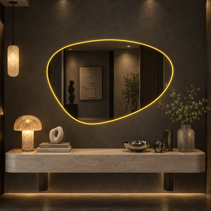 Noma Organic LED Mirror – Frameless Wall Hanging Mirror with Front or Back Lit for Vanity & Bathroom