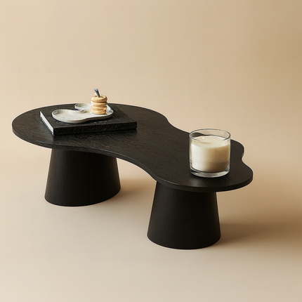 Vistula Mid Century Modern Japandi Coffee Table Scandinavian Freeform Center Table with Cylindrical Legs Custom Made to Order for Living Room