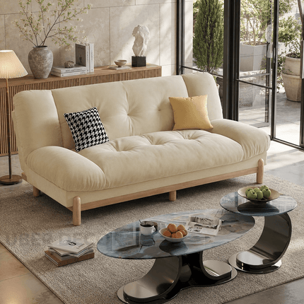 Kandy Japandi futon sofa bed – lifestyle view in minimalist living room India