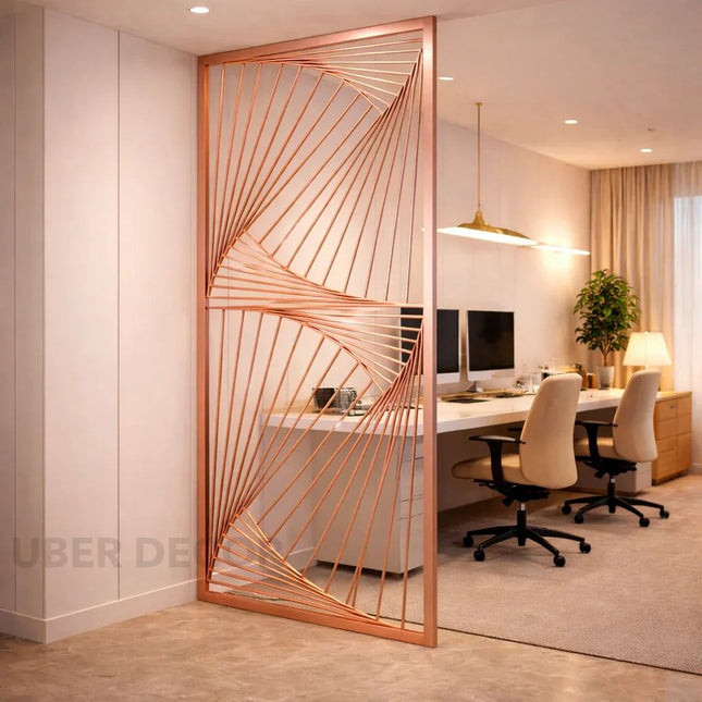TENZA Stainless Steel Artistic Room Divider With Tensioned Line Design For Living Room Foyer And Contemporary Interior Spaces