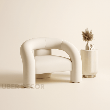 Zagora Nordic Accent Chair – Minimalist Wood-Framed Puff Seat for Living Room, Bedroom, Balcony & Reception Spaces