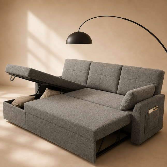 Tuscany Sleeper Sofa- Convertible Sofa Bed with Pull Out Couch with Storage Space for Bed Room, Guest Room or Living Room