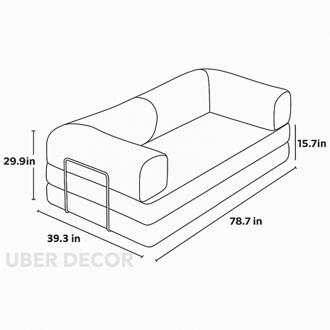 The Teddy Block Sofa- 5-in-1 Modern Adjustable Sofa Cum Bed for Guest Room, Kids Room, Bedroom or Living Room- Custom Fabric and Size - Uber Decor