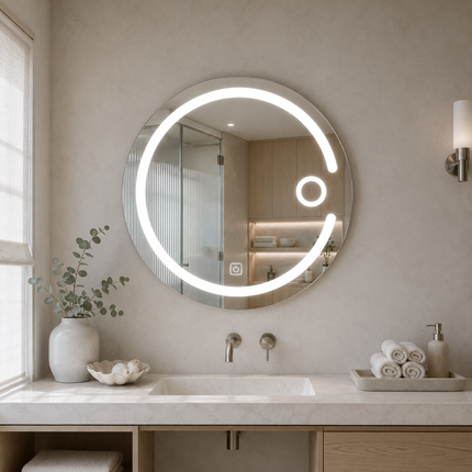 Glintora front-lit or backlit led mirror- 3-colour touch button led frameless bathroom vanity mirror