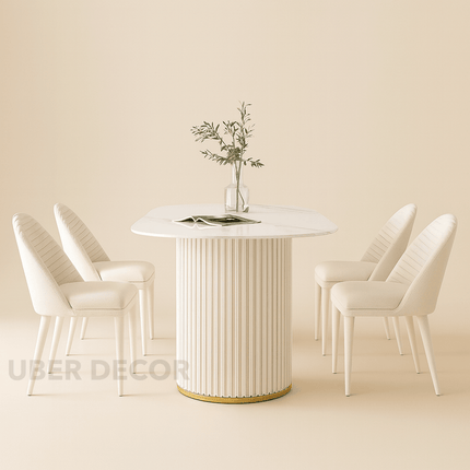 Hearthstone Luxe Round-Base Dining Set – Art Deco Modern Elegance for Sophisticated Homes