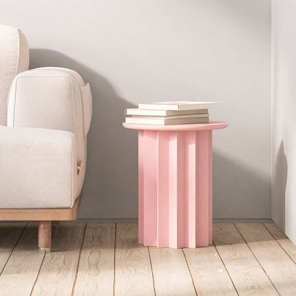 Pripet Modern Round Sculptural Minimalist Side Table with Pleated Column Base for Living Room