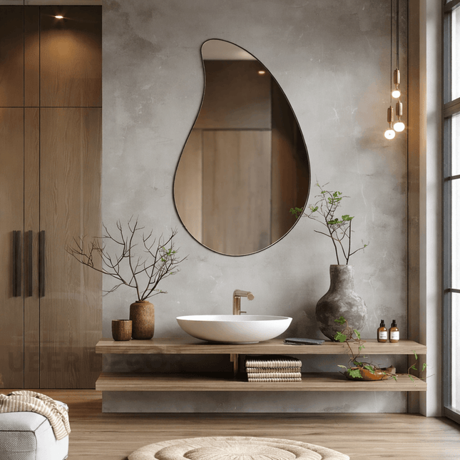 Nahla Raindrop Frameless HD Mirror – Modern Organic Wall Mirror Minimalist Decorative Art Piece